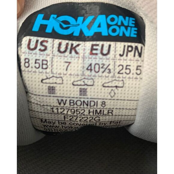 HOKA ONE ONE Bondi 8 gray Sneakers Gym SHOES women’s 8.5 - Picture 3 of 10